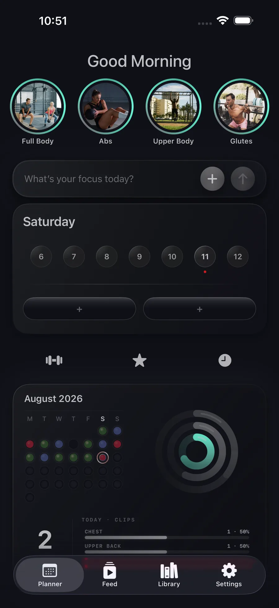 The planner: drag clips onto your week