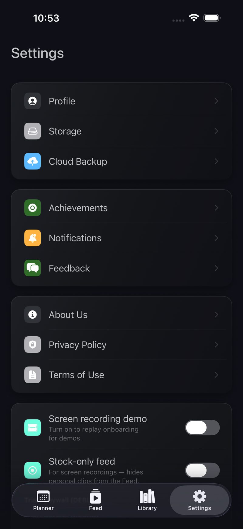 On-device settings — your data stays yours