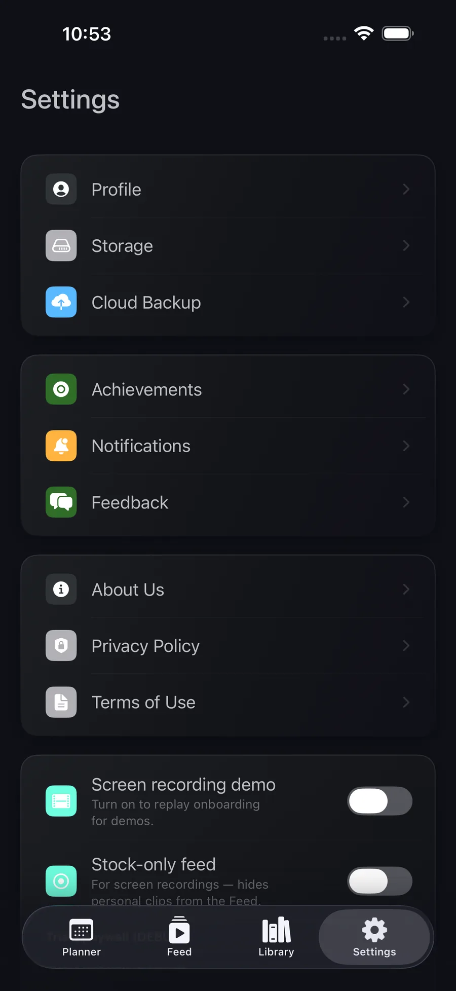 On-device settings — your data stays yours