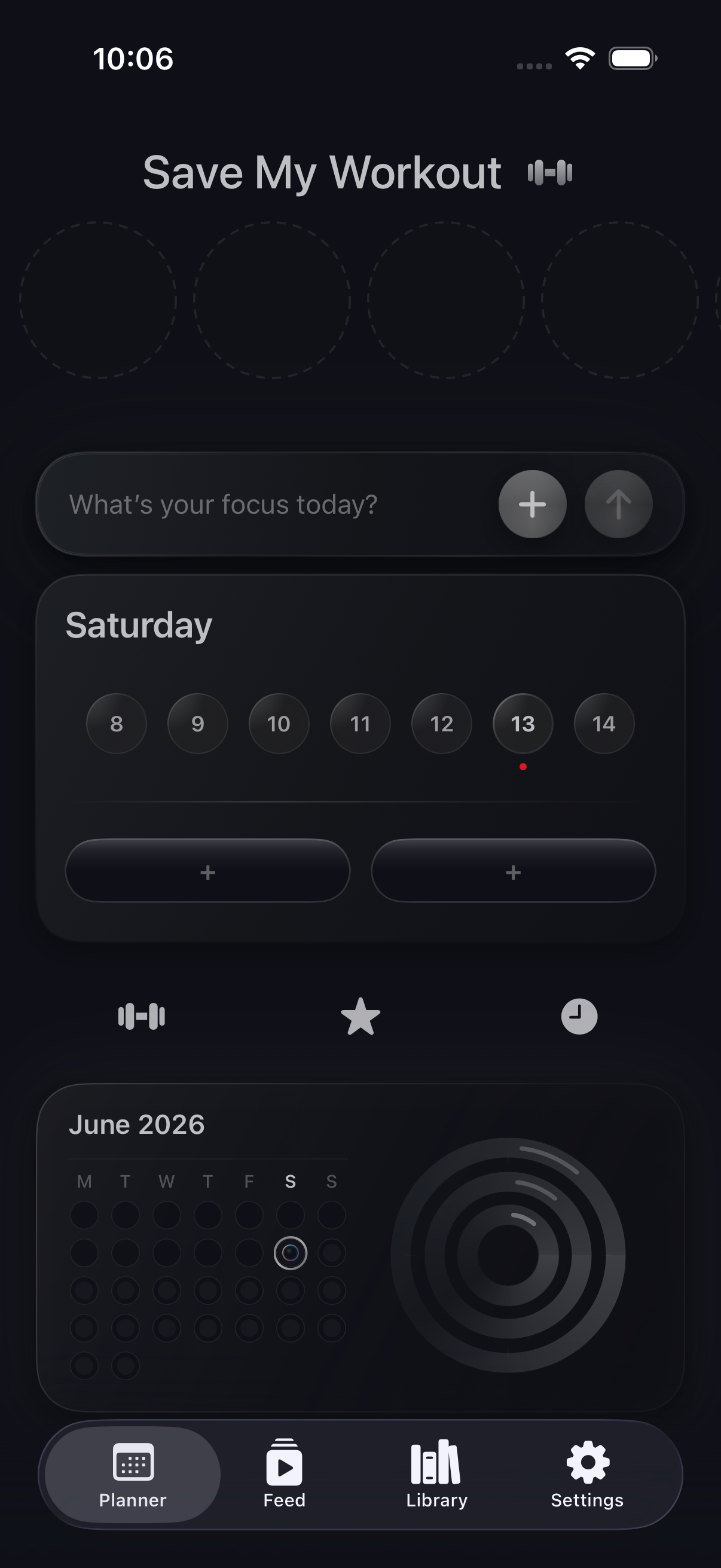 Save My Workout — weekly planner